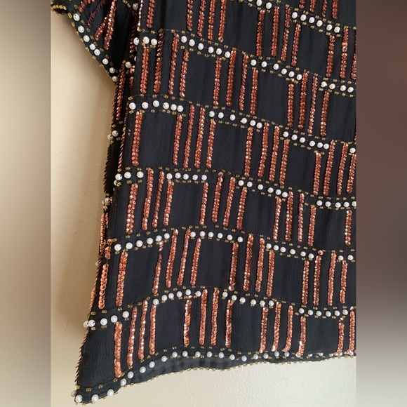 Vintage Stenay Silk Beaded sequins Blouse XLarge top shirt evening - Picture 2 of 8